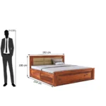 Falen Mango Solid Wood Double Bed With Hydraulic Storage in Honey Teak Finish - Image 6