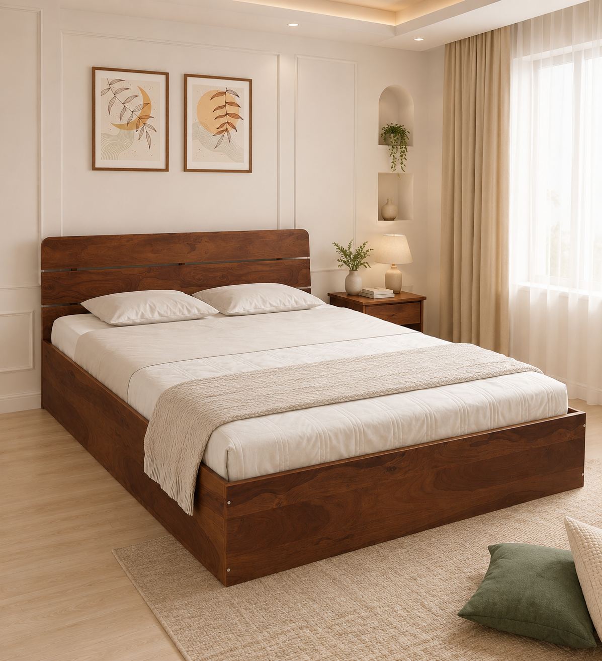 Corin-Solid-Teak-Wood-King-Size-Bed-Without-Storage-in-Dark-Walnut-Finish-classic-wood-1.png Corin Solid Teak Wood King Size Bed Without Storage in Dark Walnut Finish - Image 1