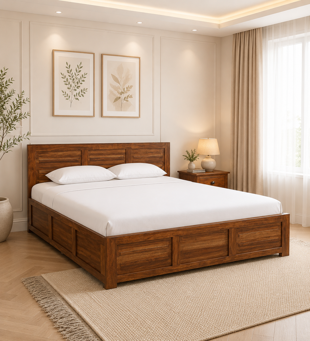 Kastor-Mango-Wood-Queen-Size-Hydraulic-Storage-Bed-in-Dark-Walnut-Finish-classic-wood-1.png Kastor Mango Wood Queen Size Hydraulic Storage Bed in Dark Walnut Finish - Image 1