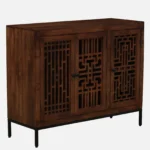 Anay Solid Sheesham Wood Utility Storage Cabinet in Provincial Teak Finish - Image 3