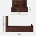 Jorwin Sheesham Solid Wood Queen Size Hydraulic Storage Bed in Light Oak Finish - Image 5