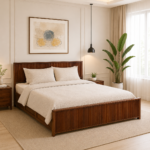 Aldwin Sheesham Solid Wood Queen Size Bed With Box Storage in Natural Teak Finish