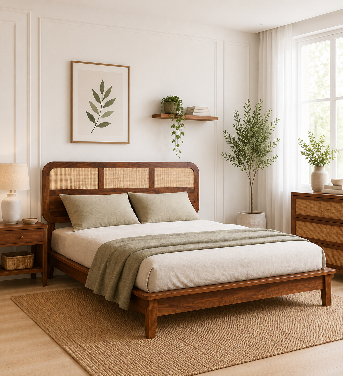 Welvorn-Acacia-Wood-Queen-Size-Bed-Without-Storage-in-Wheat-Walnut-Finish-classic-wood-1.png Welvorn Acacia Wood Queen Size Bed Without Storage in Wheat Walnut Finish - Image 1