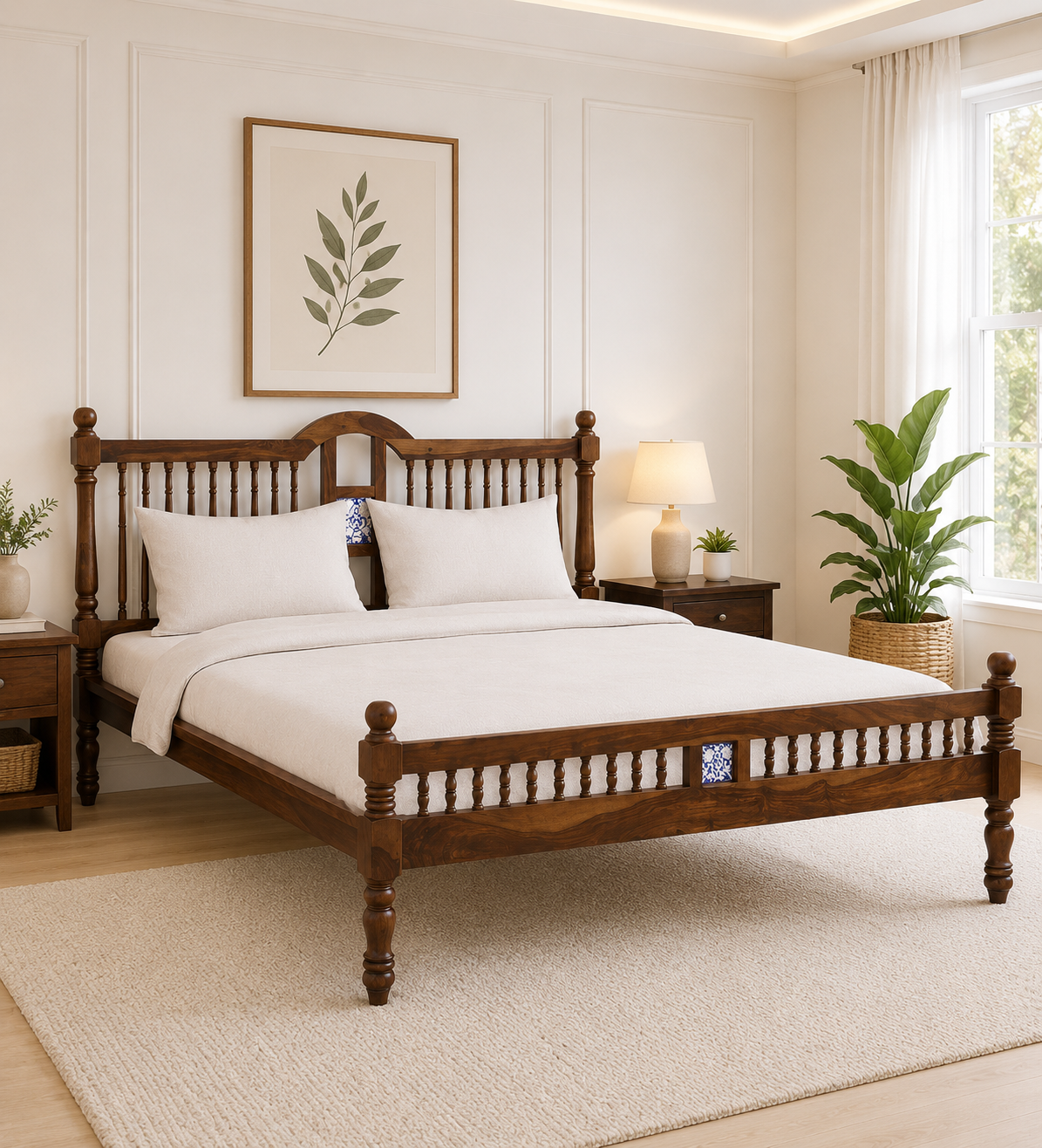 Craldric-Acacia-Solid-Wood-Queen-Size-Bed-Without-Storage-in-Peanut-Teak-Finish-classic-wood-1.png Craldric Acacia Solid Wood Queen Size Bed Without Storage in Peanut Teak Finish - Image 1
