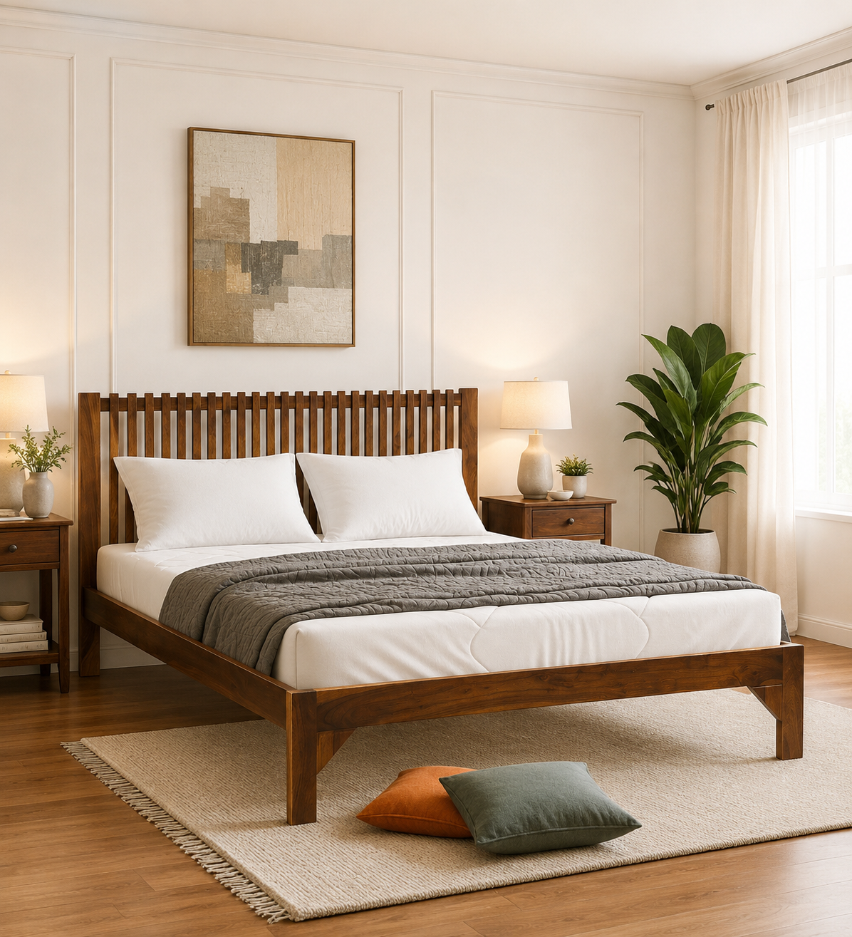 Pransh-King-Size-Wooden-Bed-In-Provincial-Teak-Finish-classic-wood-1.png Pransh King Size Wooden Bed In Provincial Teak Finish - Image 1