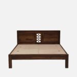 Orlena Sheesham Wood Bed Without Storage With Modern Headboard - Image 4