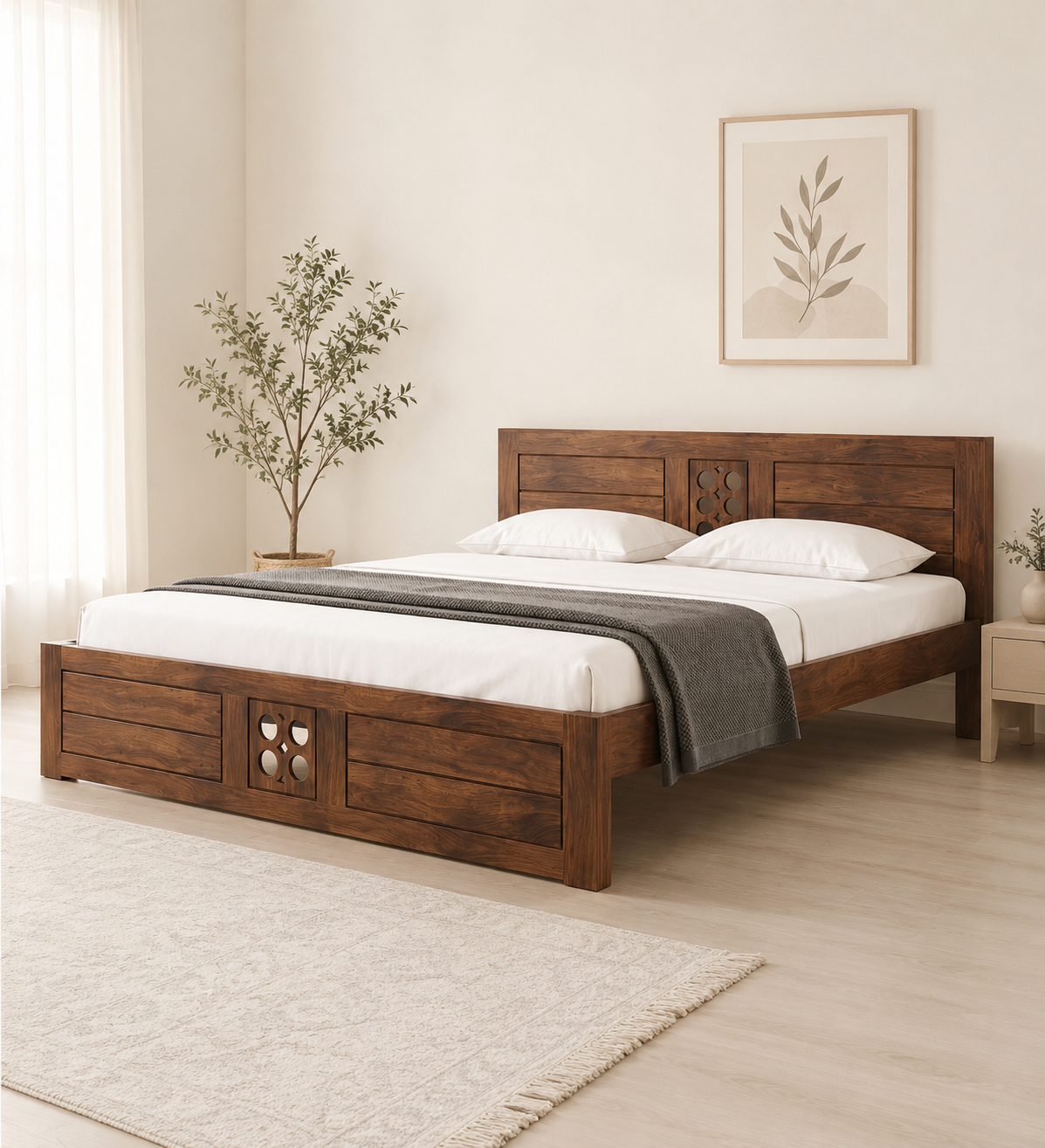 Lavina-Solid-Wood-Bed-Without-Storage-classic-wood-1.png Lavina Solid Wood Bed Without Storage - Image 1