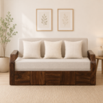 Valencia Solid Wood Sofa Cum Bed With Classic Design