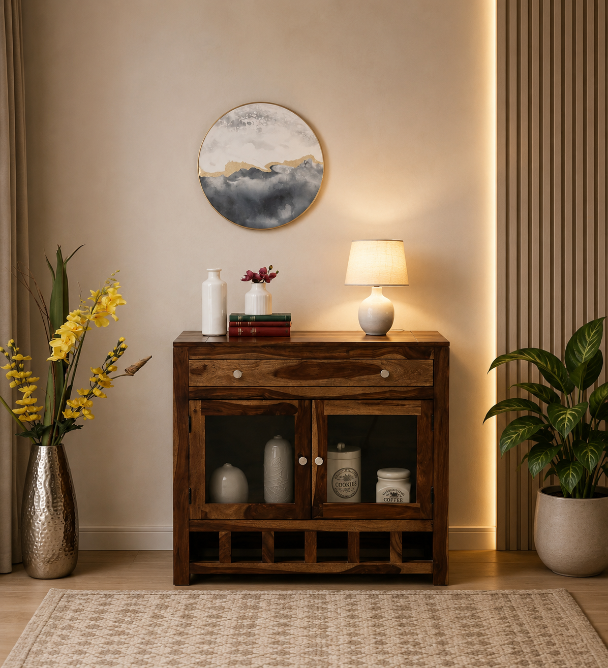 Modern-Wooden-Crockery-Unit-with-Storage-classicwood-1.png Modern Wooden Crockery Unit with Storage - Image 1