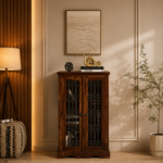 Solid Wood Crockery Cabinet with Glass Doors