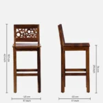 Elmwood Sheesham Wood Bar Table Set in Provincial Teak Finish With (Set of 2) - Image 6