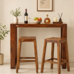 Northfield Sheesham Wood Bar Table Set in Provincial Teak Finish With (Set of 2)
