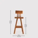 Elara Solid Wood Bar Stool in Walnut Finish - Image 2