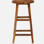Oriel Solid Sheesham Wood Bar Stool in Natural Finish - Image 2