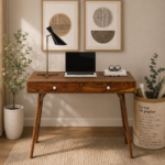 Sheesham Wood Writing Table In Scratch Resistant Provincial Teak Finish
