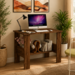 Sheesham wood computer study table with storage cabinet
