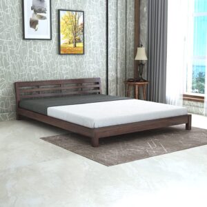 Wooden Galaxy Solid Sheesham Wood King Size Bed Without Storage – Walnut Finish