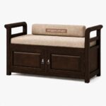 Wooden Galaxy Solid Sheesham Wood Storage Bench – Walnut Plain Finish