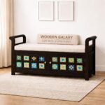 Wooden Galaxy Solid Sheesham Wood Storage Bench – Walnut Tile Finish