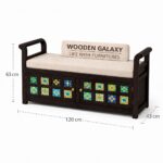 Wooden Galaxy Solid Sheesham Wood Storage Bench – Walnut Tile Finish - Image 2