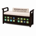 Wooden Galaxy Solid Sheesham Wood Storage Bench – Walnut Tile Finish - Image 3