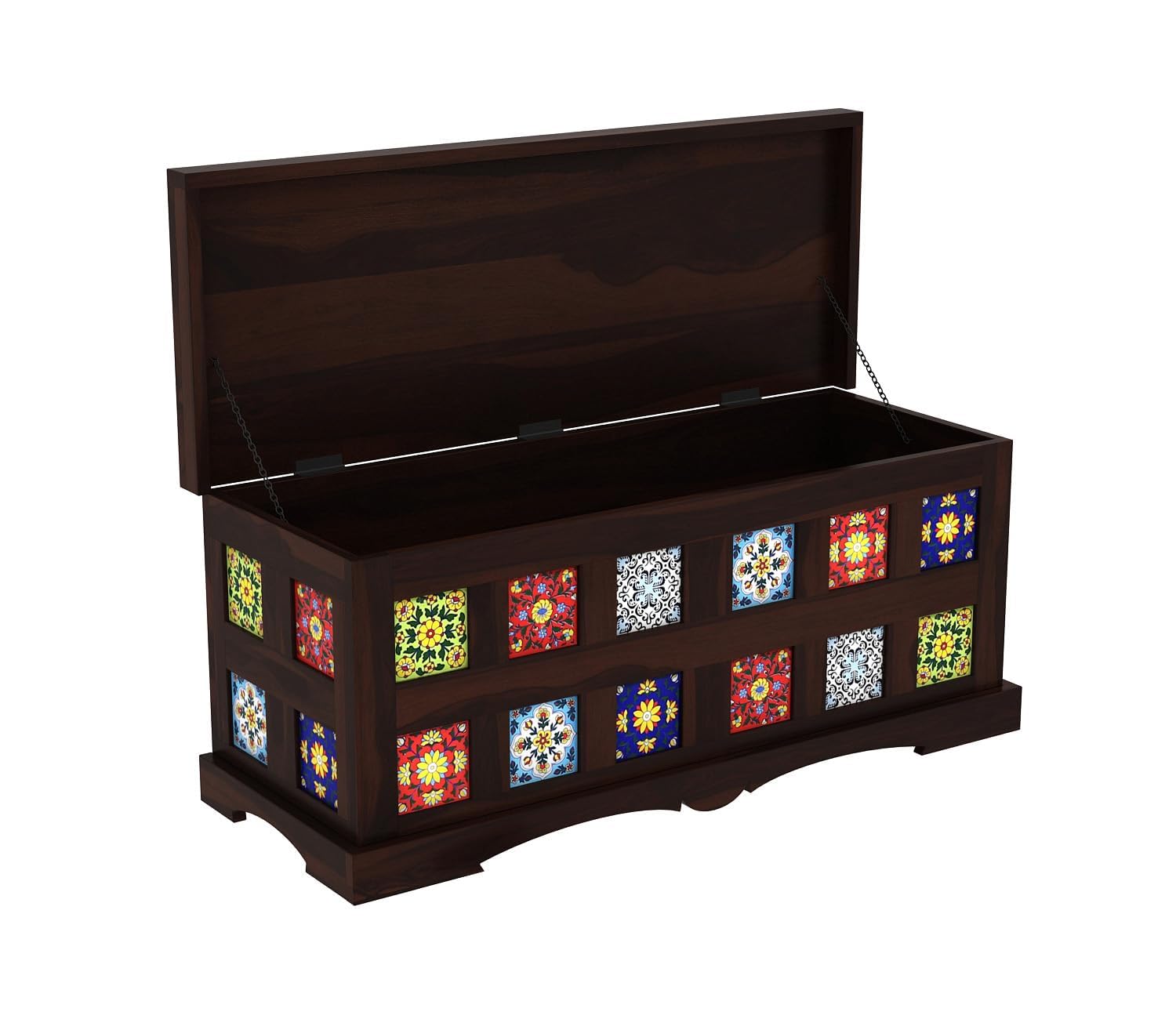 61Ti7jRT-UL.jpg Wooden Galaxy Solid Sheesham Wood Storage Stool – Walnut Tiles Finish - Image 1