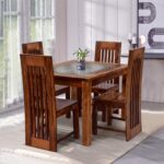 Wooden Galaxy Solid Sheesham Wood Dining Table Set with 5 Piece (Design 07)