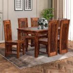 Wooden Galaxy Solid Sheesham Wood Dining Table Set with 7 Piece (Design 08)