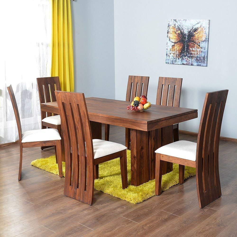 618Zr4pSBIL.jpg Wooden Galaxy Solid Sheesham Wood Dining Table Set – Natural Finish - Image 1