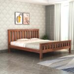 Wooden Galaxy Solid Sheesham Wood Queen Size Bed – Honey Brown Finish