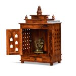 Wooden Galaxy Rosewood Pooja Temple Unit – Honey Glossy Brown Finish - Image 2