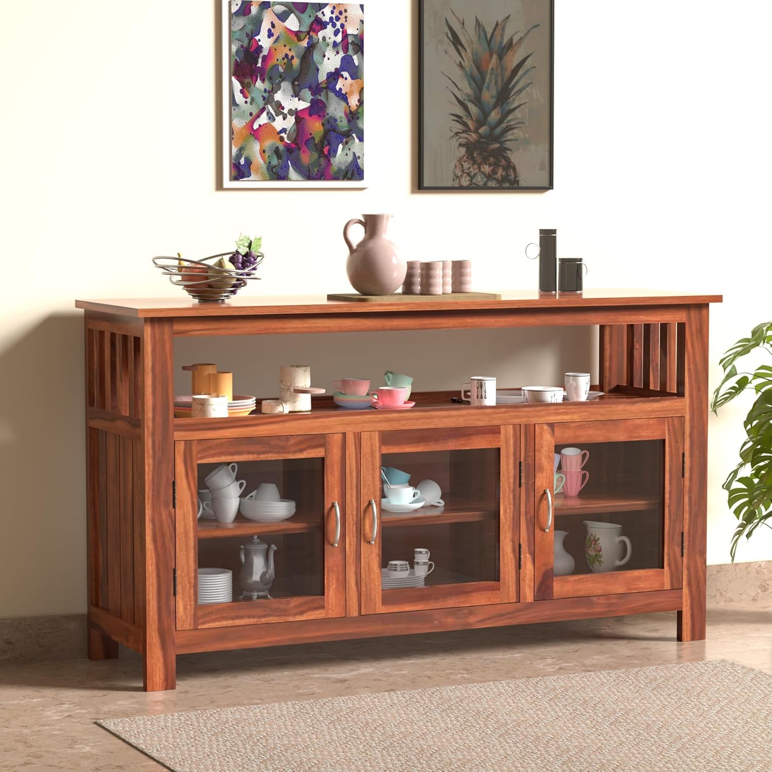 715csn1q-zL.jpg Wooden Galaxy Solid Sheesham Wood Sideboard – Cary Honey Finish - Image 1