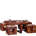 Wooden Galaxy Solid Sheesham Wood Coffee Table – Coffee Colour Finish