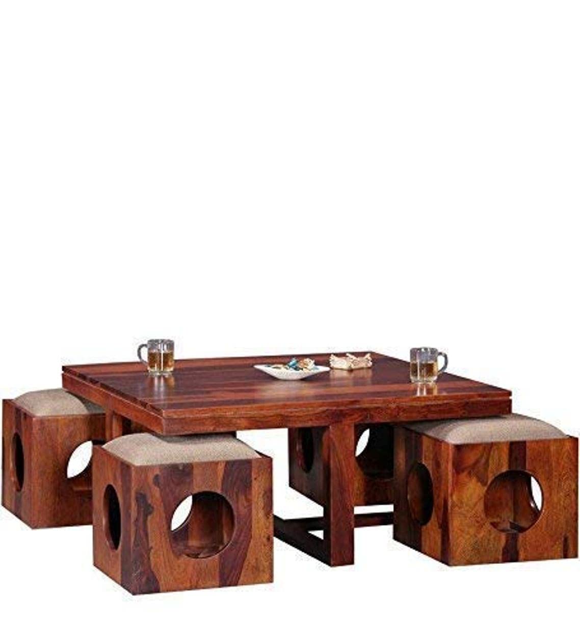 51OBebbzGL.jpg Wooden Galaxy Solid Sheesham Wood Coffee Table – Coffee Colour Finish - Image 1