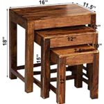 Wooden Galaxy Solid Sheesham Wood Nesting Table – Natural Finish - Image 2