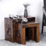 Wooden Galaxy Solid Sheesham Wood Nesting Table – Honey Brown Finish