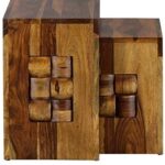 Wooden Galaxy Solid Sheesham Wood Nesting Table – Honey Brown Finish - Image 2