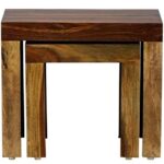 Wooden Galaxy Solid Sheesham Wood Nesting Table – Honey Brown Finish - Image 3