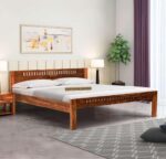 Wooden Galaxy Solid Sheesham Wood King Size Bed – Honey Brown Finish
