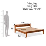 Wooden Galaxy Solid Sheesham Wood King Size Bed – Honey Brown Finish - Image 3