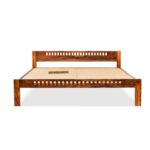 Wooden Galaxy Solid Sheesham Wood King Size Bed – Honey Brown Finish - Image 5