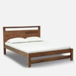 Wooden Galaxy Solid Sheesham Wood Queen Bed with Slatted Headboard – Honey Brown - Image 4
