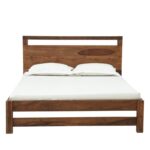 Wooden Galaxy Solid Sheesham Wood Queen Bed with Slatted Headboard – Honey Brown - Image 3