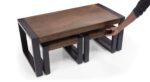 Wooden Galaxy Solid Sheesham Wood Bohemian Center Table with 2 Stools - Image 2