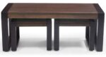 Wooden Galaxy Solid Sheesham Wood Bohemian Center Table with 2 Stools - Image 5