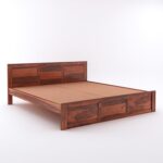 Wooden Galaxy Solid Sheesham Wood King Size Bed – Honey Brown Finish - Image 3