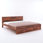 Wooden Galaxy Solid Sheesham Wood King Size Bed – Honey Brown Finish - Image 5