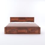 Wooden Galaxy Solid Sheesham Wood King Size Bed – Honey Brown Finish - Image 6