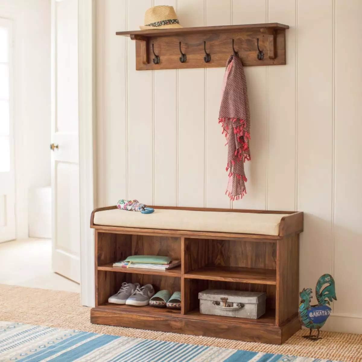 61OluImH9rL-1.jpg Wooden Galaxy Wood Shoe Storage Bench with 2 Tier (Style 9) – Premium Quality - Image 1