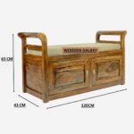 Wooden Galaxy Wood Storage Bench with 2 Seater (Design 02) – Premium Quality - Image 3